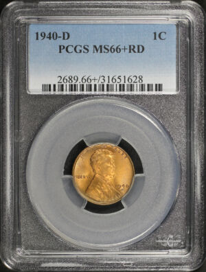 Obverse of this 1940-D Lincoln Cent Wheat Reverse PCGS MS-66+ RD
