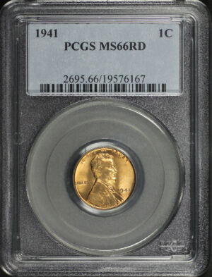 Obverse of this 1941 Lincoln Cent Wheat Reverse PCGS MS-66 RD
