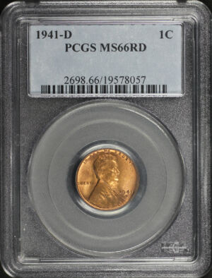 Obverse of this 1941-D Lincoln Cent Wheat Reverse PCGS MS-66 RD