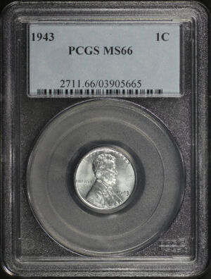 Obverse of this 1943 Lincoln Cent Wheat Reverse PCGS MS-66