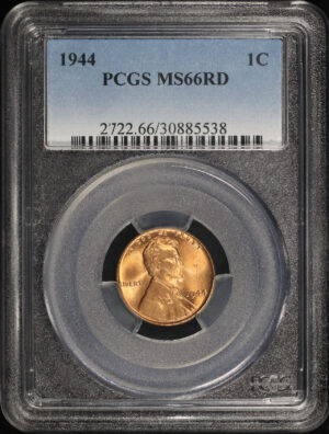 Obverse of this 1944 Lincoln Cent Wheat Reverse PCGS MS-66 RD