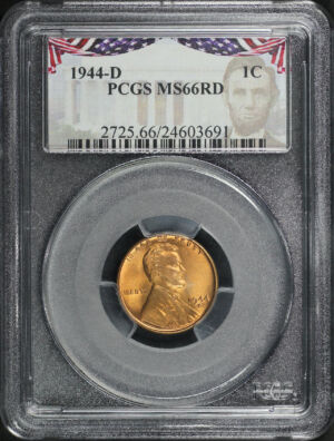 Obverse of this 1944-D Lincoln Cent Wheat Reverse PCGS MS-66 RD