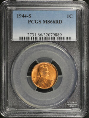 Obverse of this 1944-S Lincoln Cent Wheat Reverse PCGS MS-66 RD
