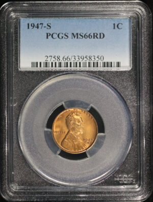 Obverse of this 1947-S Lincoln Cent Wheat Reverse PCGS MS-66 RD