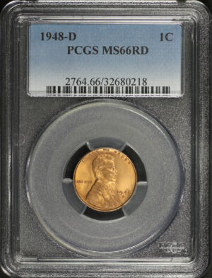 Obverse of this 1948-D Lincoln Cent Wheat Reverse PCGS MS-66 RD
