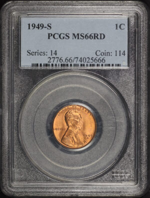 Obverse of this 1949-S Lincoln Cent Wheat Reverse PCGS MS-66 RD