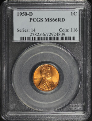 Obverse of this 1950-D Lincoln Cent Wheat Reverse PCGS MS-66 RD