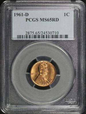 Obverse of this 1961-D Lincoln Cent Modern PCGS MS-65 RD