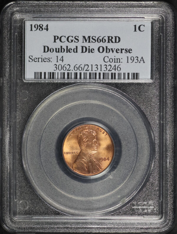 Obverse of this 1984 Lincoln Cent Modern Doubled Die Obverse PCGS MS-66 RD