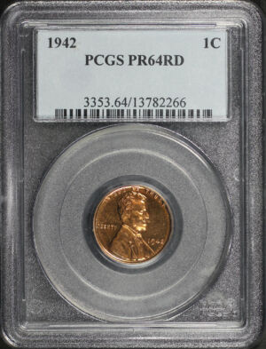 Obverse of this 1942 Lincoln Cent Wheat Reverse PCGS PR-64 RD