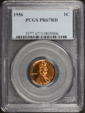 Obverse of this 1956 Lincoln Cent Wheat Reverse PCGS PR-67 RD