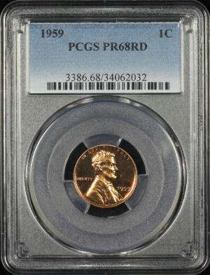 Obverse of this 1959 Lincoln Cent Modern PCGS PR-68 RD