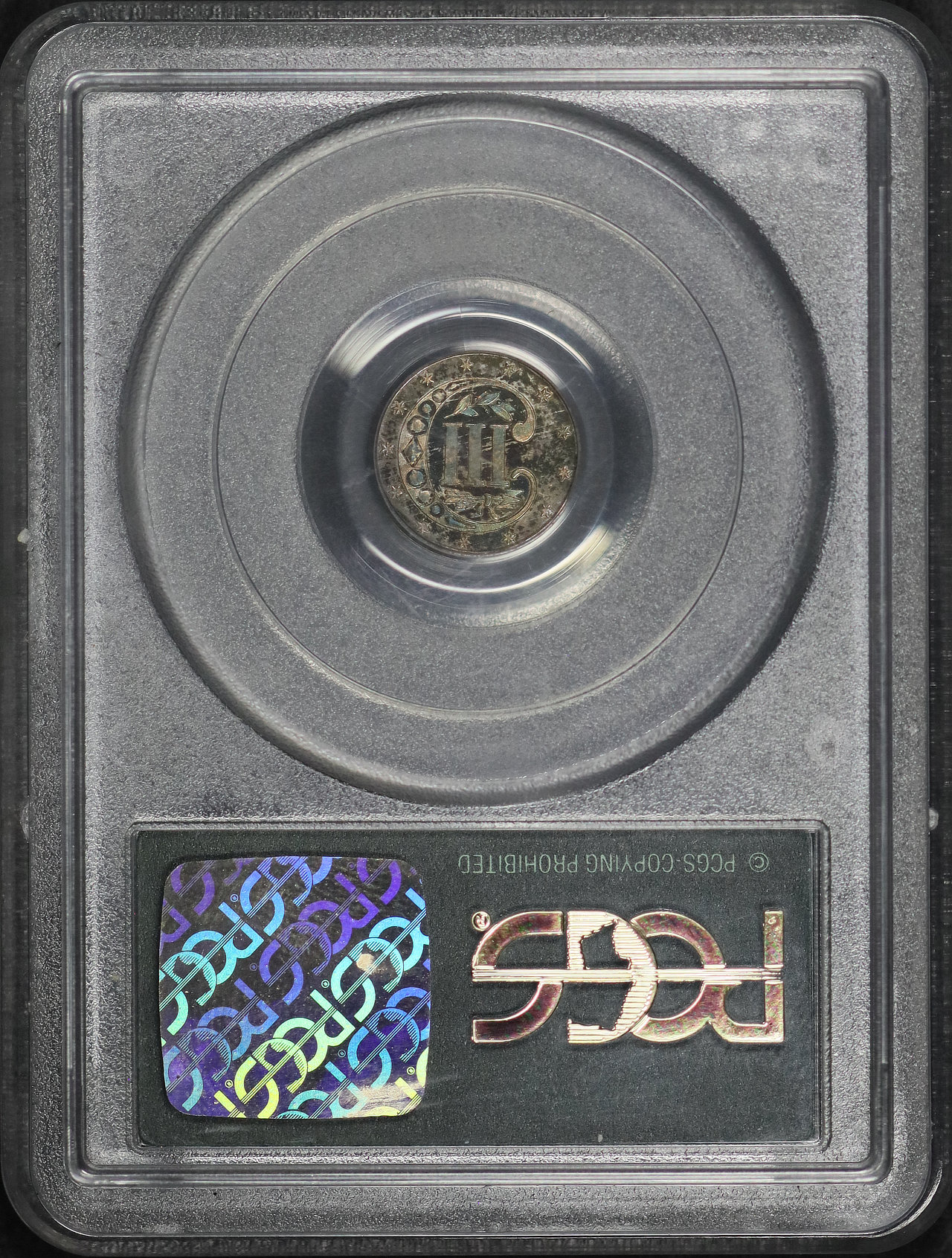 Reverse of this 1866 Three Cent Silver PCGS PR-63 Old Green Holder