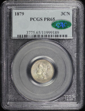 Obverse of this 1879 Three Cent Nickel PCGS PR-65 CAC