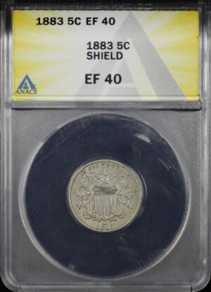 Obverse of this 1883 Shield Nickel ANACS EF-40
