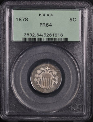 Obverse of this 1878 Shield Nickel PCGS PR-64