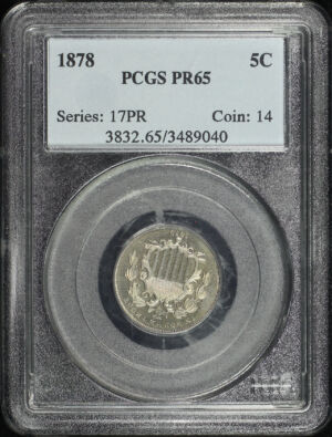 Obverse of this 1878 Shield Nickel PCGS PR-65