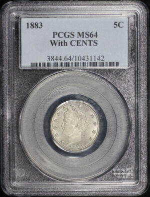 Obverse of this 1883 Liberty Nickel With CENTS PCGS MS-64