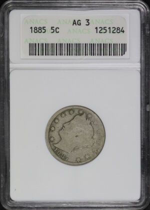 Obverse of this 1885 Liberty Nickel ANACS AG-3