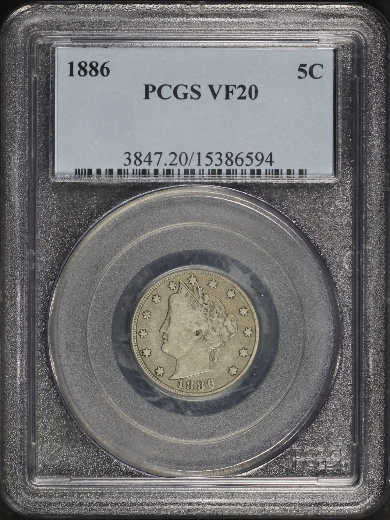 Obverse of this 1886 Liberty Nickel PCGS VF-20