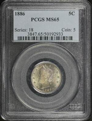 Obverse of this 1886 Liberty Nickel PCGS MS-65