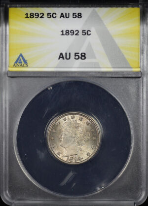 Obverse of this 1892 Liberty Nickel ANACS AU-58
