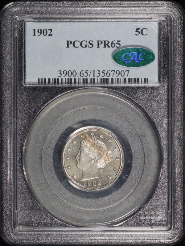 Obverse of this 1902 Liberty Nickel PCGS PR-65 CAC