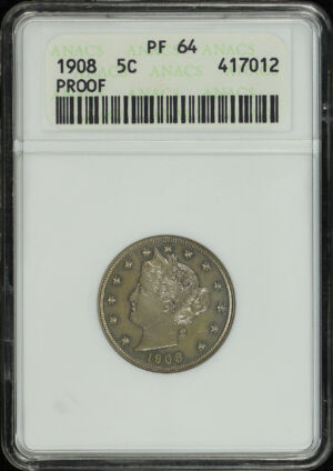 Obverse of this 1908 Liberty Nickel ANACS PF-64