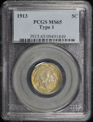 Obverse of this 1913 Buffalo Nickel Type 1 PCGS MS-65