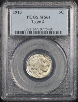 Obverse of this 1913 Type 2 Buffalo Nickel PCGS MS-64