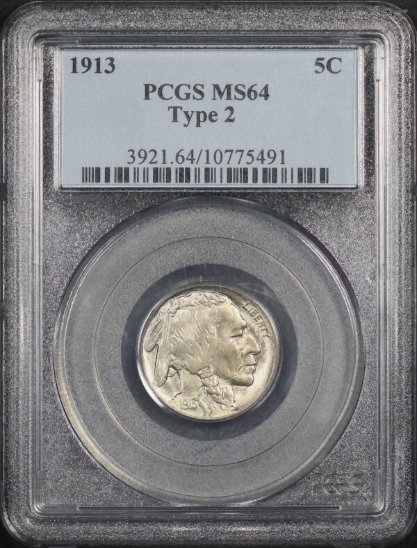 Obverse of this 1913 Type 2 Buffalo Nickel PCGS MS-64