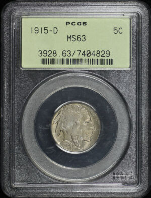 Obverse of this 1915-D Buffalo Nickel PCGS MS-63 Old Green Holder