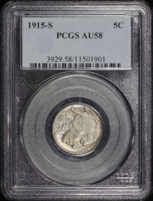 Obverse of this 1915-S Buffalo Nickel PCGS AU-58