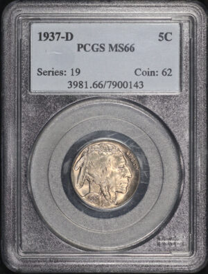 Obverse of this 1937-D Buffalo Nickel PCGS MS-66