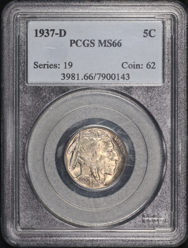 Obverse of this 1937-D Buffalo Nickel PCGS MS-66