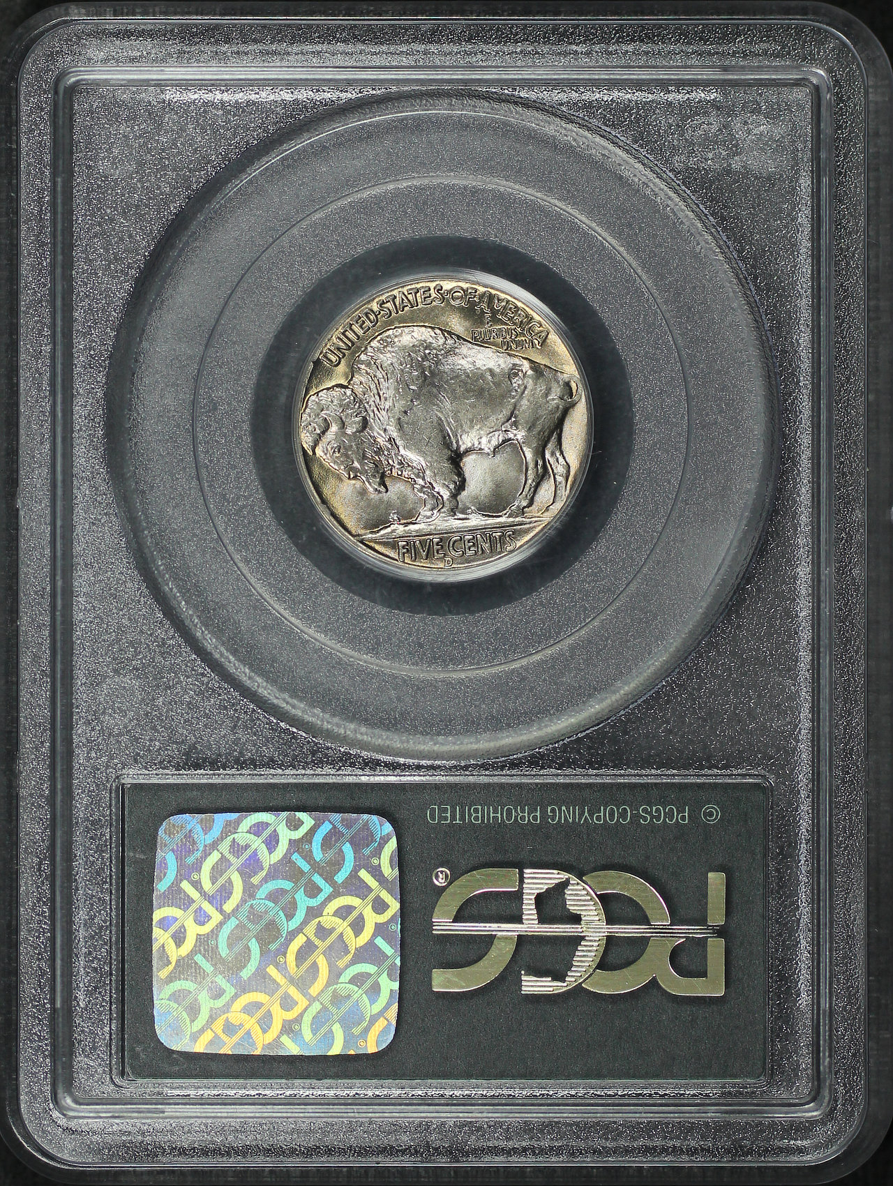 Reverse of this 1938-D Buffalo Nickel PCGS MS-66 Old Green Holder