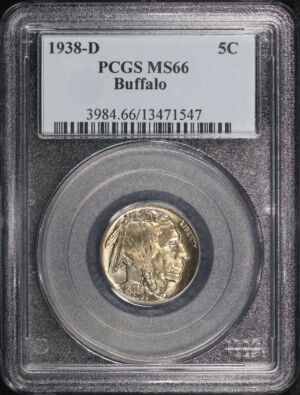 Obverse of this 1938-D Buffalo Nickel PCGS MS-66