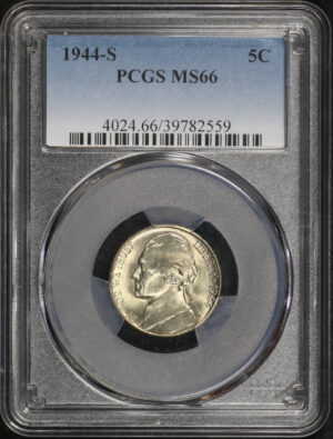 Obverse of this 1944-S Jefferson Nickel PCGS MS-66