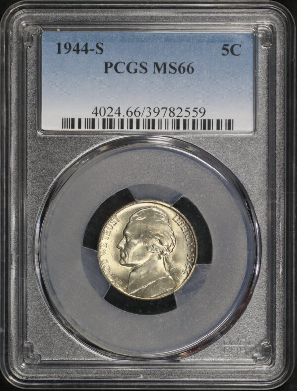 Obverse of this 1944-S Jefferson Nickel PCGS MS-66