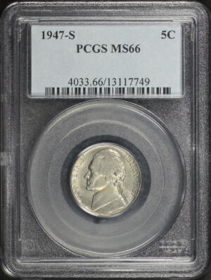 Obverse of this 1947-S Jefferson Nickel PCGS MS-66