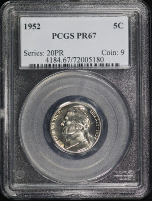 Obverse of this 1952 Jefferson Nickel PCGS PR-67