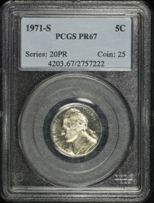 Obverse of this 1971-S Jefferson Nickel PCGS PR-67