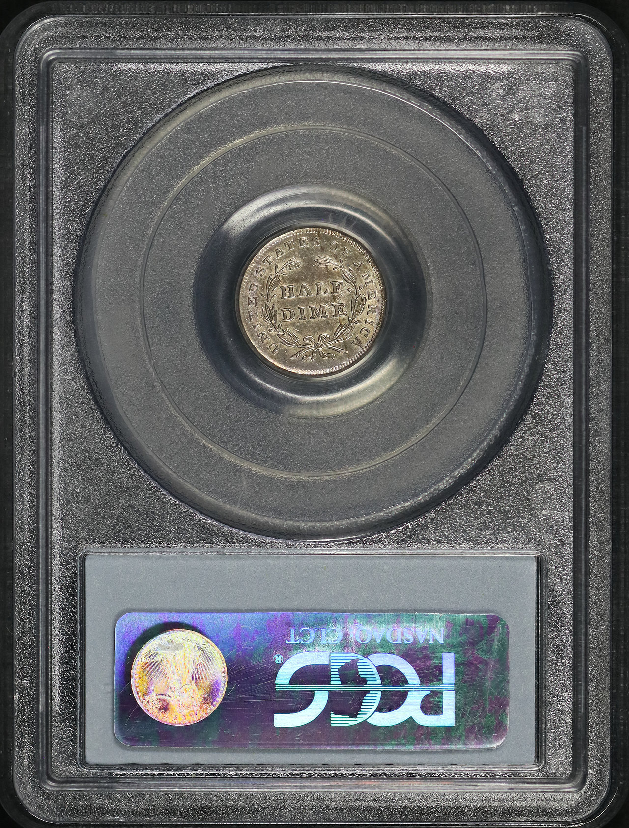 Reverse of this 1837 Liberty Seated Half Dime No Stars, Large Date PCGS AU-58