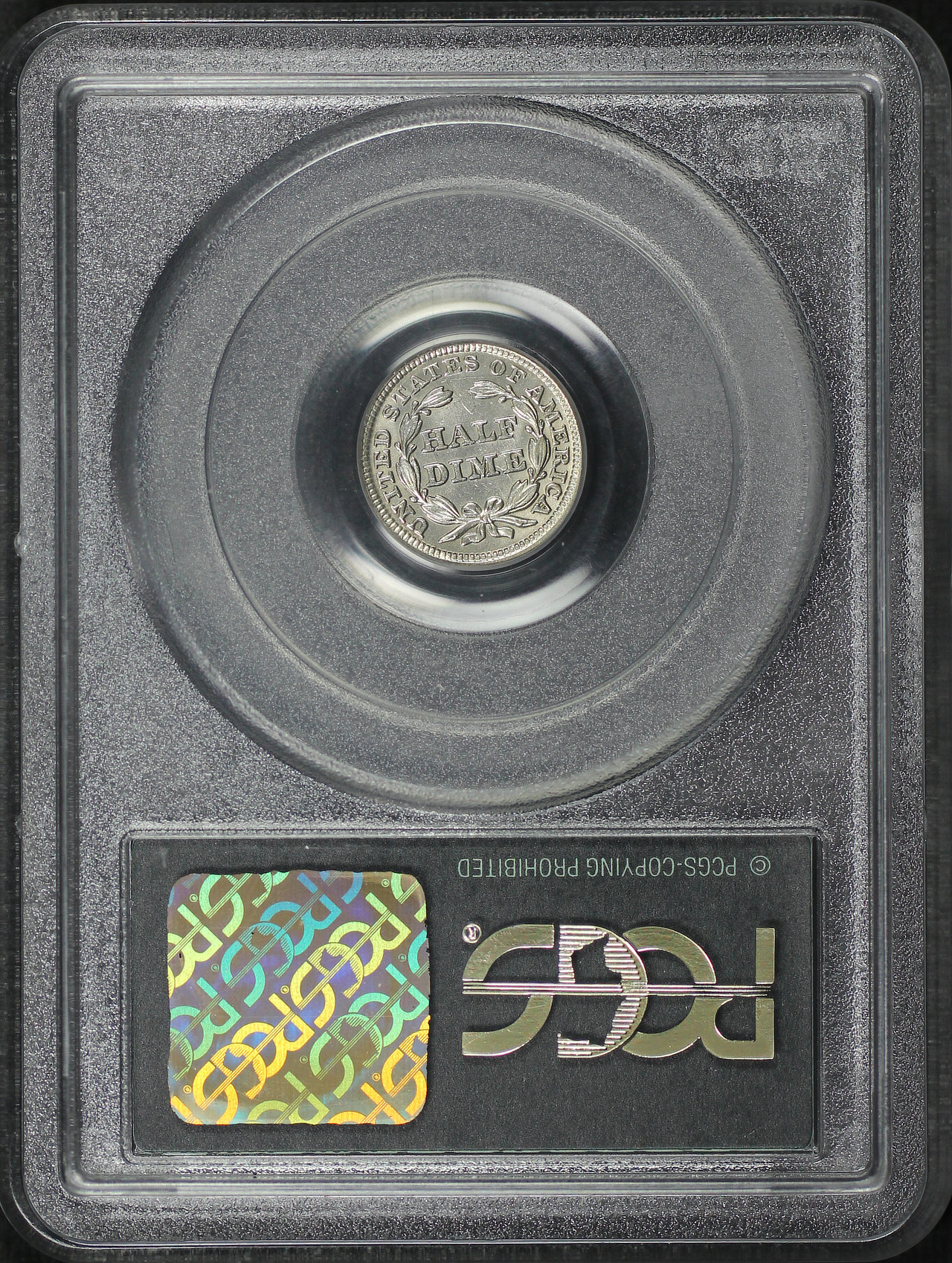 Reverse of this 1845 Liberty Seated Half Dime PCGS MS-62 Old Green Holder