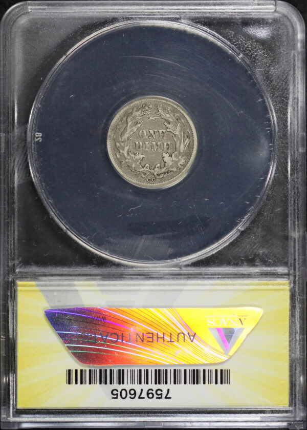 Reverse of this 1876-CC Liberty Seated Dime ANACS XF-45