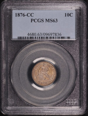 Obverse of this 1876-CC Liberty Seated Dime PCGS MS-63