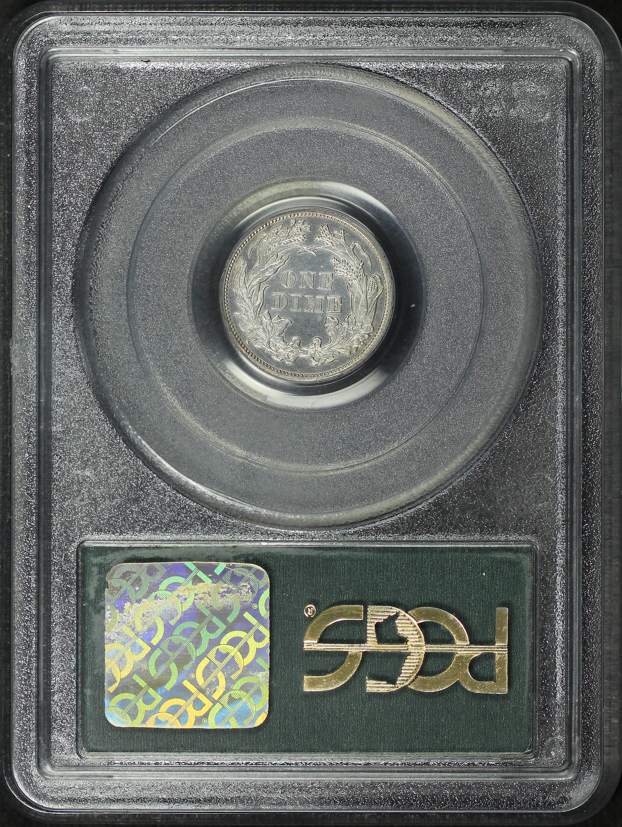 Reverse of this 1863 Liberty Seated Dime PCGS PR-61 Old Green Holder