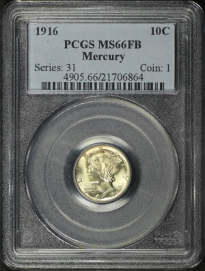 Obverse of this 1916 Mercury Dime PCGS MS-66