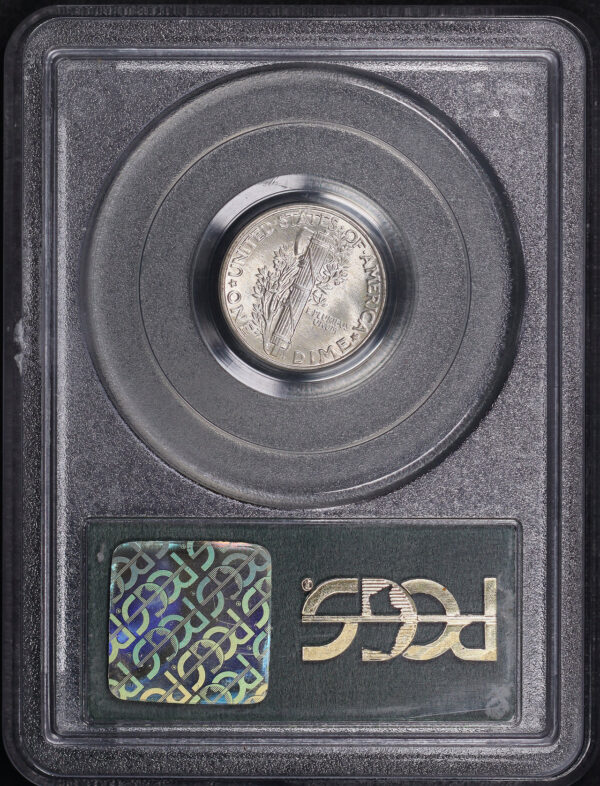 Reverse of this 1938 Mercury Dime PCGS MS-66 FB Old Green Holder CAC