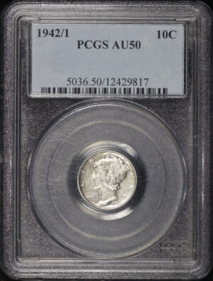 Obverse of this 1942/1 Mercury Dime PCGS AU-50